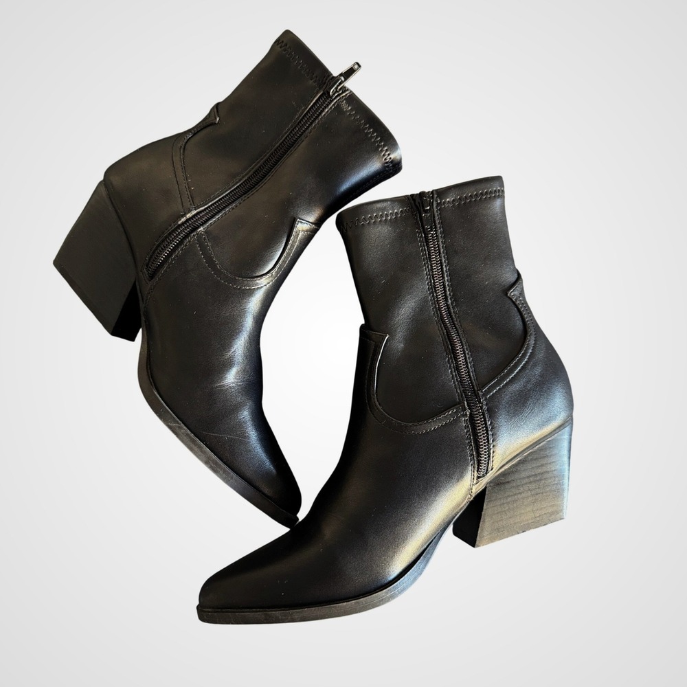 DV Dolce Vita Kurt Black Ankle Boots Pointed Toe Block Heel Womens 8